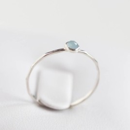 Aquamarine ring - skinny stackable for March