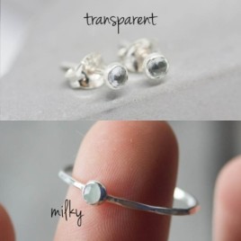 Aquamarine ring - skinny stackable for March