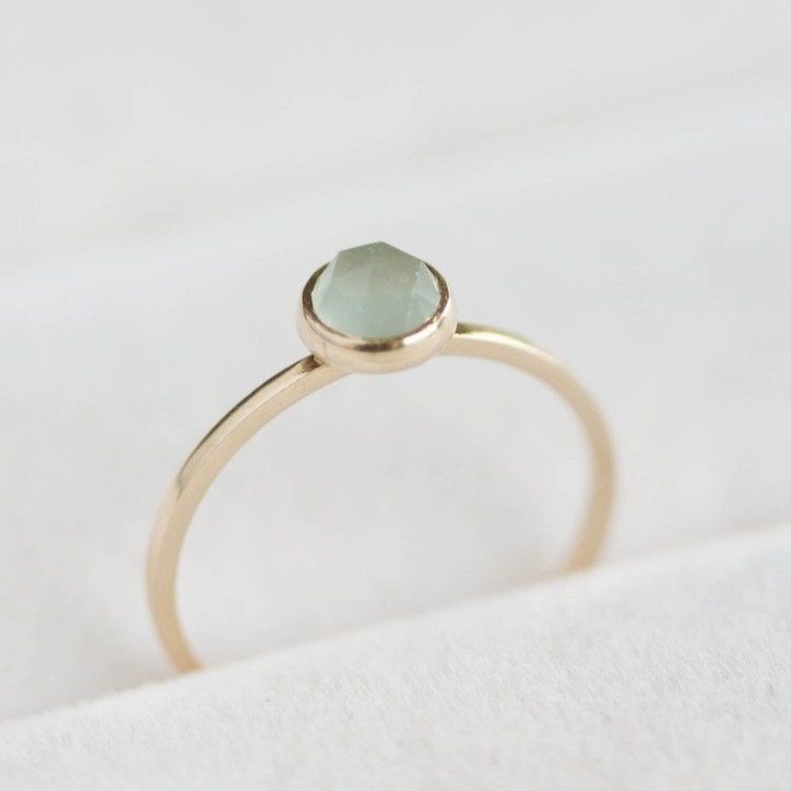 Aquamarine ring - skinny stackable for March