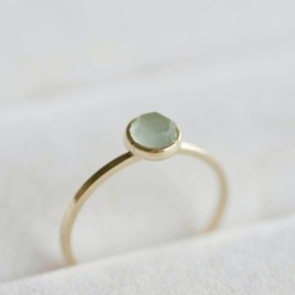 Aquamarine ring - skinny stackable for March