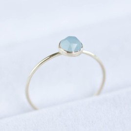 Aquamarine ring - skinny stackable for March