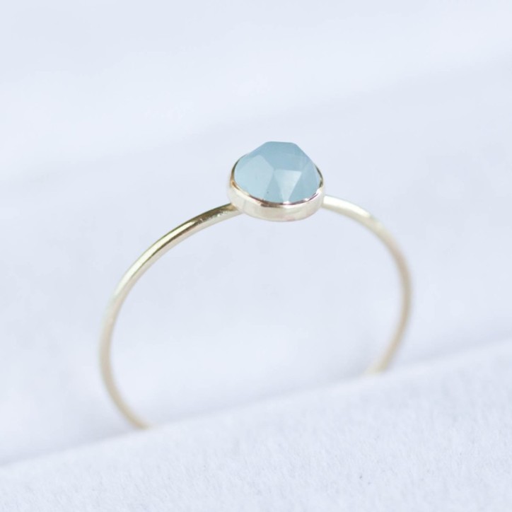Aquamarine ring - skinny stackable for March