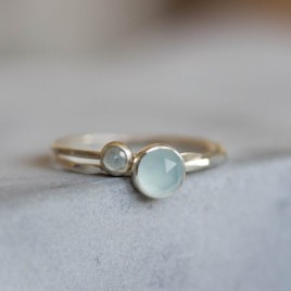 Aquamarine ring - skinny stackable for March