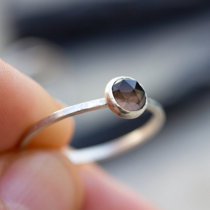Smoky Quartz - stackable ring in sterling silver or gold