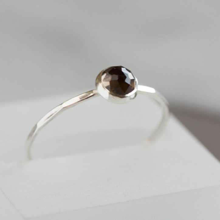 Smoky Quartz - stackable ring in sterling silver or gold