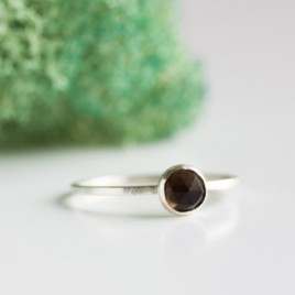 Smoky Quartz - stackable ring in sterling silver or gold