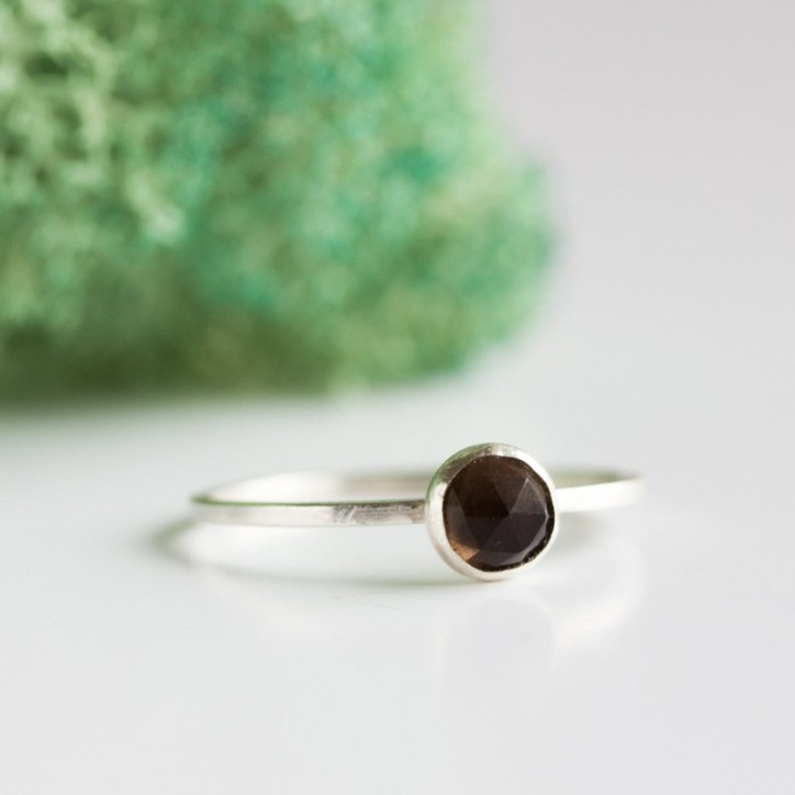 Smoky Quartz - stackable ring in sterling silver or gold