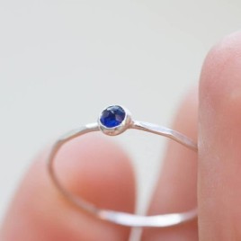 Sapphire ring - skinny stackable ring with Sapphire