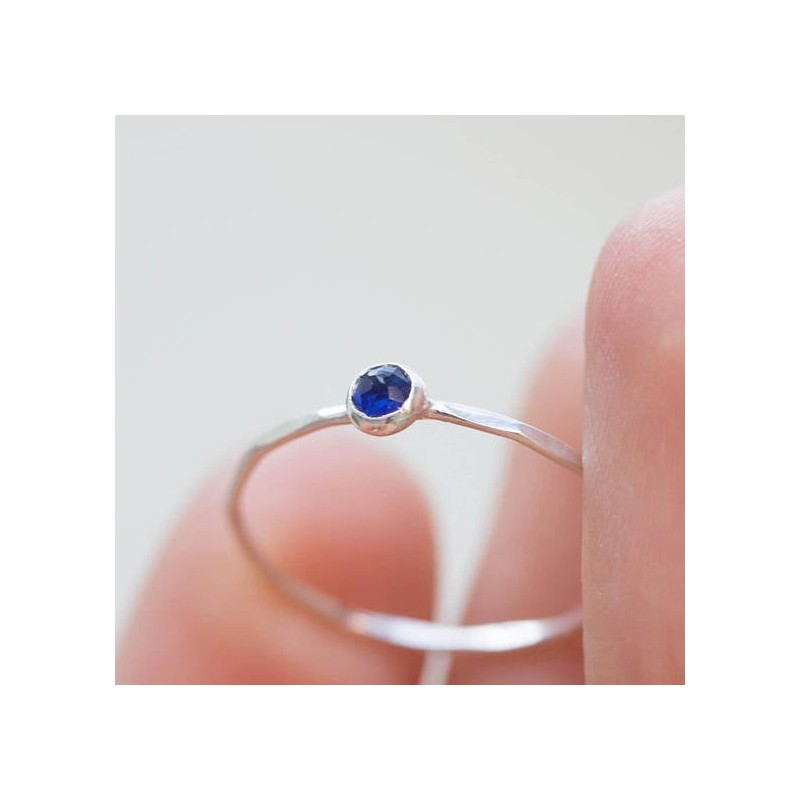 Sapphire ring - skinny stackable ring with Sapphire