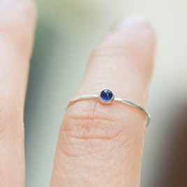Sapphire ring - skinny stackable ring with Sapphire
