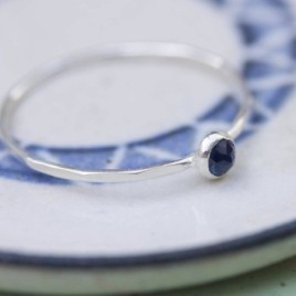 Sapphire ring - skinny stackable ring with Sapphire