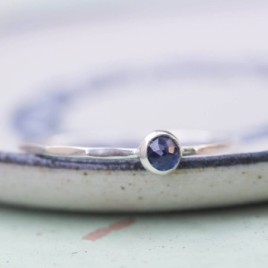 Sapphire ring - skinny stackable ring with Sapphire