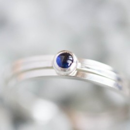 Sapphire ring - skinny stackable ring with Sapphire