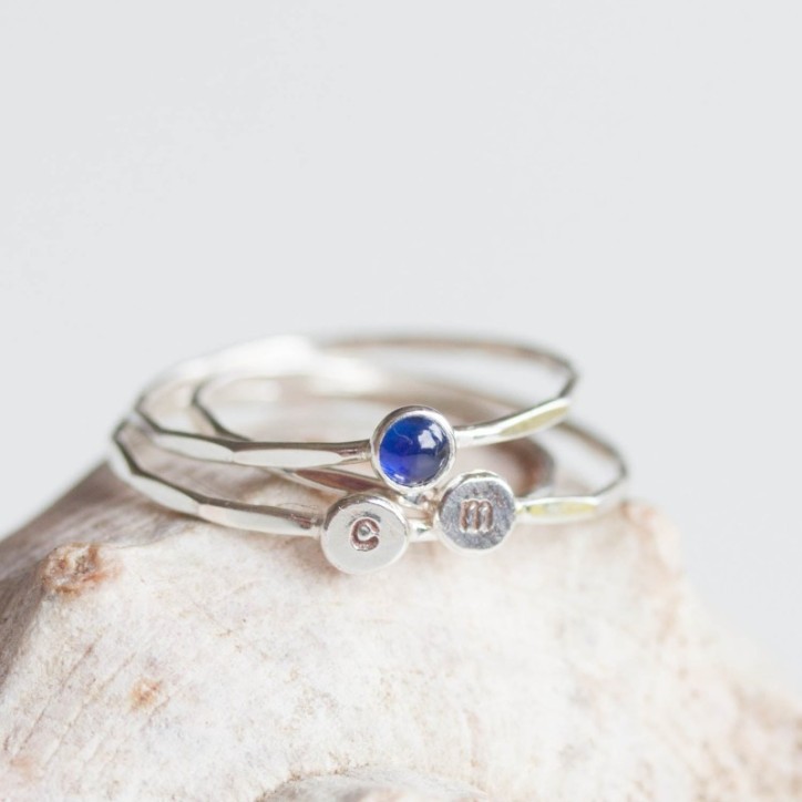 Sapphire ring - skinny stackable ring with Sapphire Sapphire ring - skinny stackable ring with Sapphire