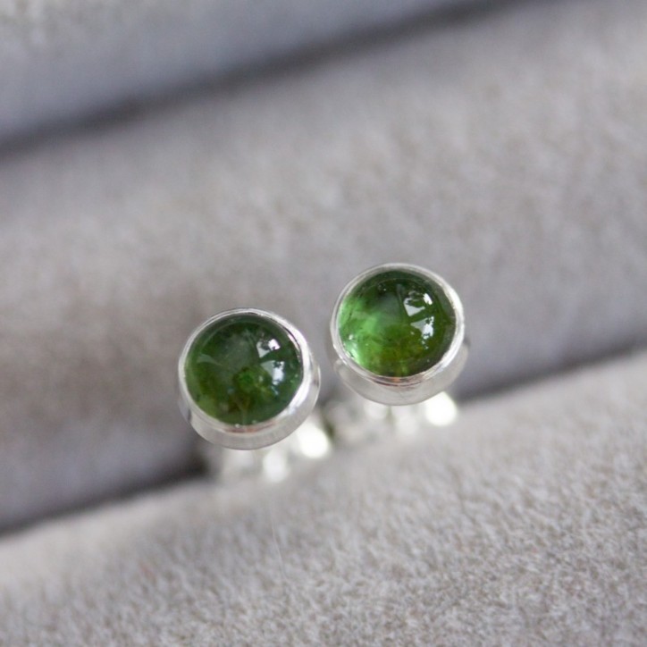 Chrome diopside stud earrings, sterling silver or gold Chrome diopside stud earrings, sterling silver or gold