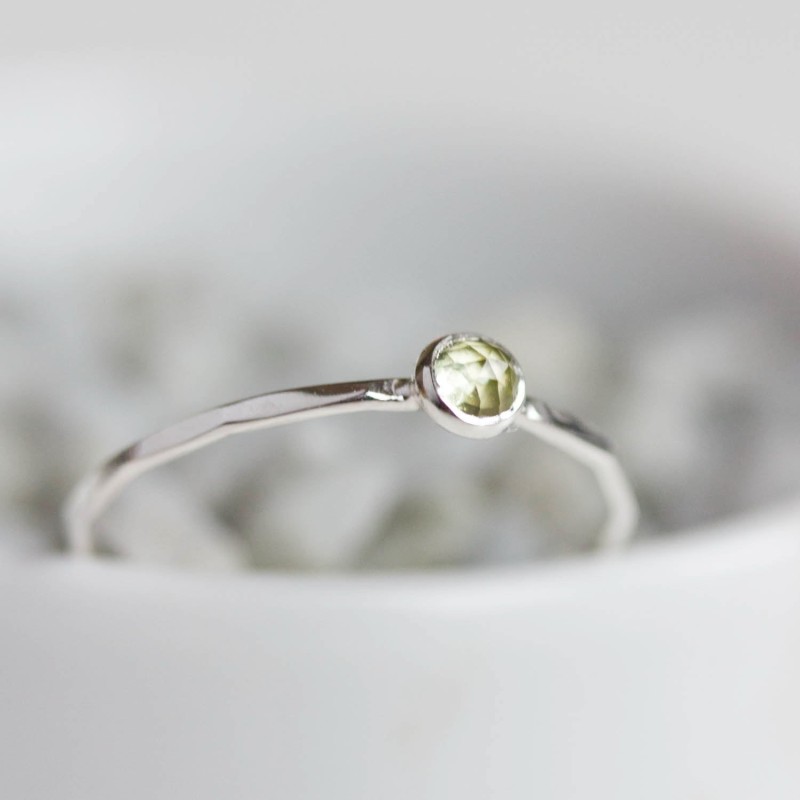 Peridot ring - skinny stackable ring with Peridot stone