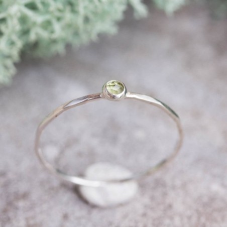 Peridot ring - skinny stackable ring with Peridot stone