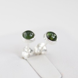 Chrome diopside stud earrings, sterling silver or gold