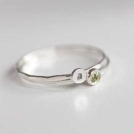 Peridot ring - skinny stackable ring with Peridot stone