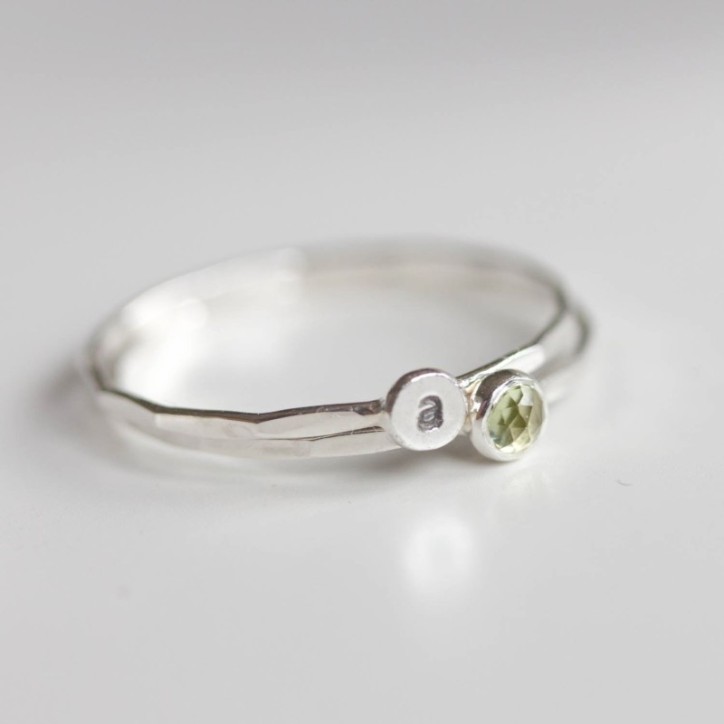 Peridot ring - skinny stackable ring with Peridot stone Peridot ring - skinny stackable ring with Peridot stone