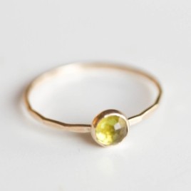 Peridot ring - skinny stackable ring with Peridot stone