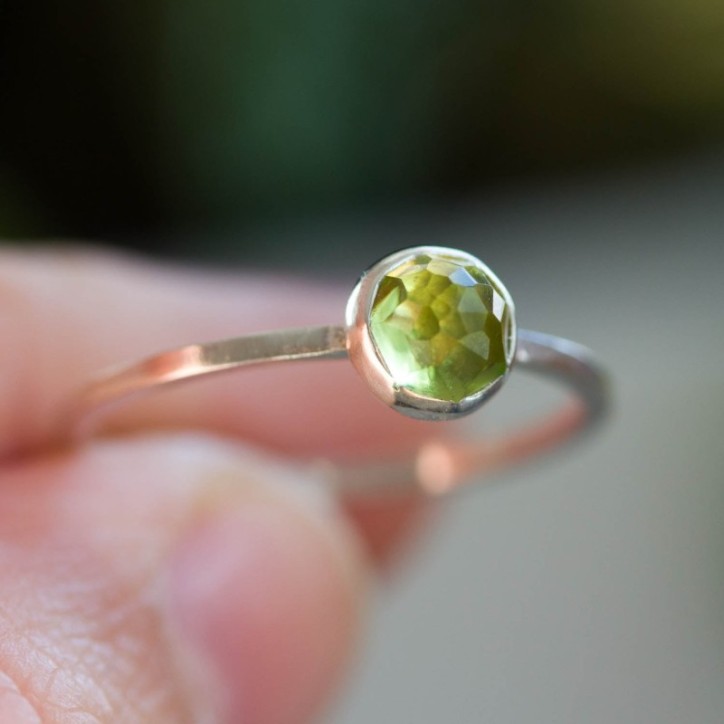 Peridot ring - skinny stackable ring with Peridot stone Peridot ring - skinny stackable ring with Peridot stone