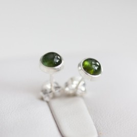 Chrome diopside stud earrings, sterling silver or gold