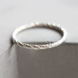 White Faceted Twist - sterling silver stackable ring