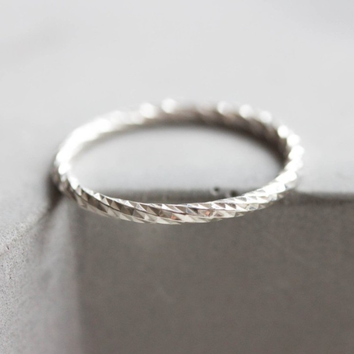 White Faceted Twist - sterling silver stackable ring White Faceted Twist - sterling silver stackable ring