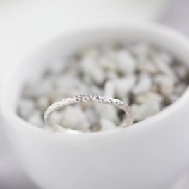 White Faceted Twist - sterling silver stackable ring