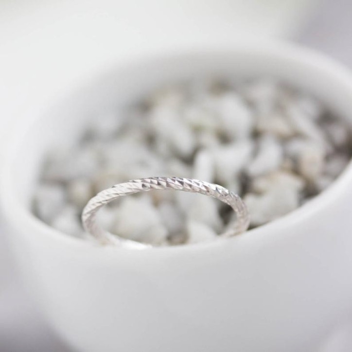White Faceted Twist - sterling silver stackable ring White Faceted Twist - sterling silver stackable ring