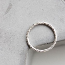 White Faceted Twist - sterling silver stackable ring
