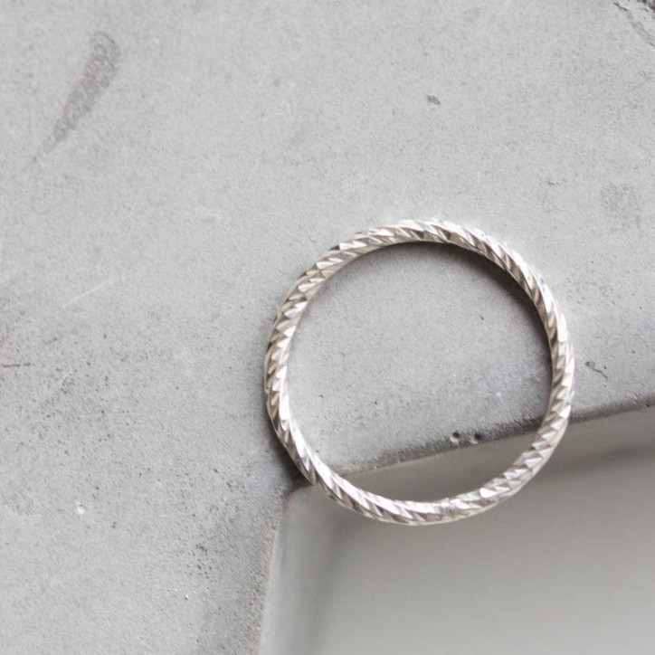 White Faceted Twist - sterling silver stackable ring White Faceted Twist - sterling silver stackable ring