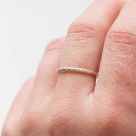 White Faceted Twist - sterling silver stackable ring