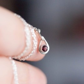 Garnet necklace - tiny drop for January