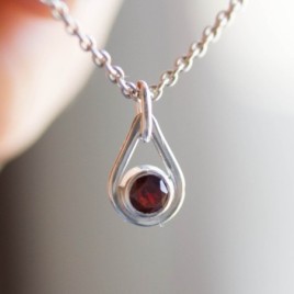 Garnet necklace - tiny drop for January