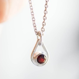 Garnet necklace - tiny drop for January