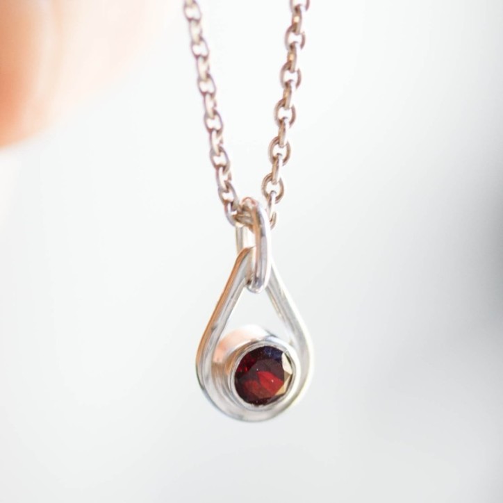 Garnet necklace - tiny drop for January Garnet necklace - tiny drop for January