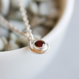 Garnet necklace - tiny drop for January