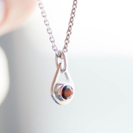 Garnet necklace - tiny drop for January