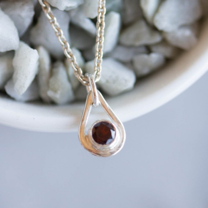 Garnet necklace - tiny drop for January Garnet necklace - tiny drop for January
