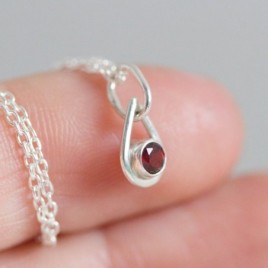 Garnet necklace - tiny drop for January