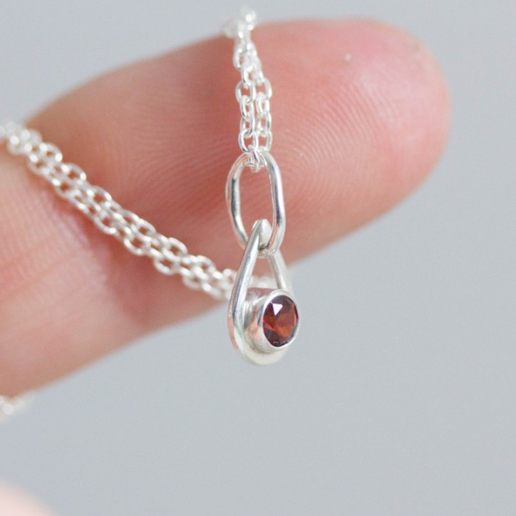 Garnet necklace - tiny drop for January Garnet necklace - tiny drop for January
