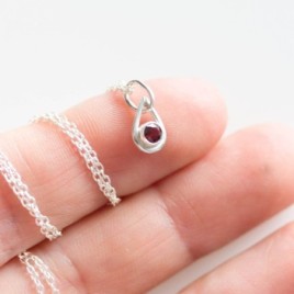 Garnet necklace - tiny drop for January