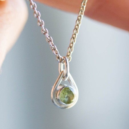 Peridot necklace - drop shaped birthstone necklace