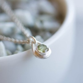 Peridot necklace - drop shaped birthstone necklace