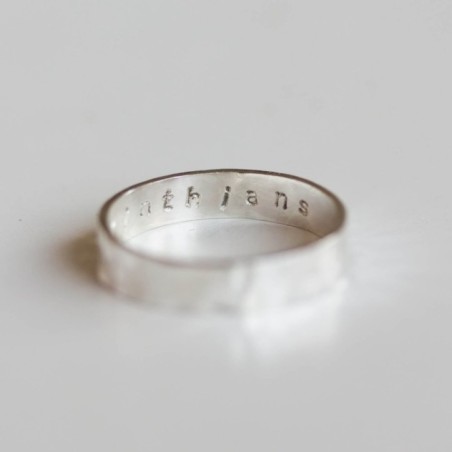 Textured ring with personalized inscription on the inside, 2, 3 or 4mm w