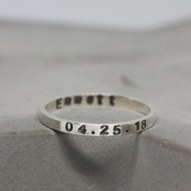 Silver band ring personalized inside and outside, 2mm, 3mm or 4mm wide band
