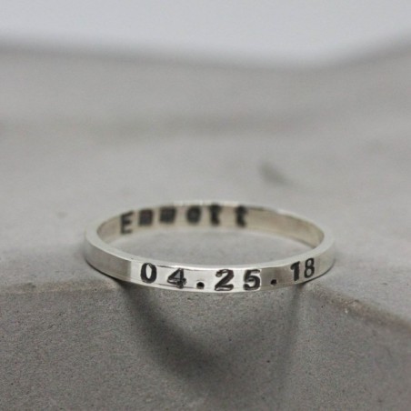 Silver band ring personalized inside and outside, 2mm, 3mm or 4mm wide band