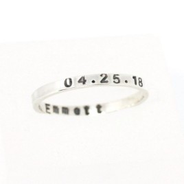 Silver band ring personalized inside and outside, 2mm, 3mm or 4mm wide band